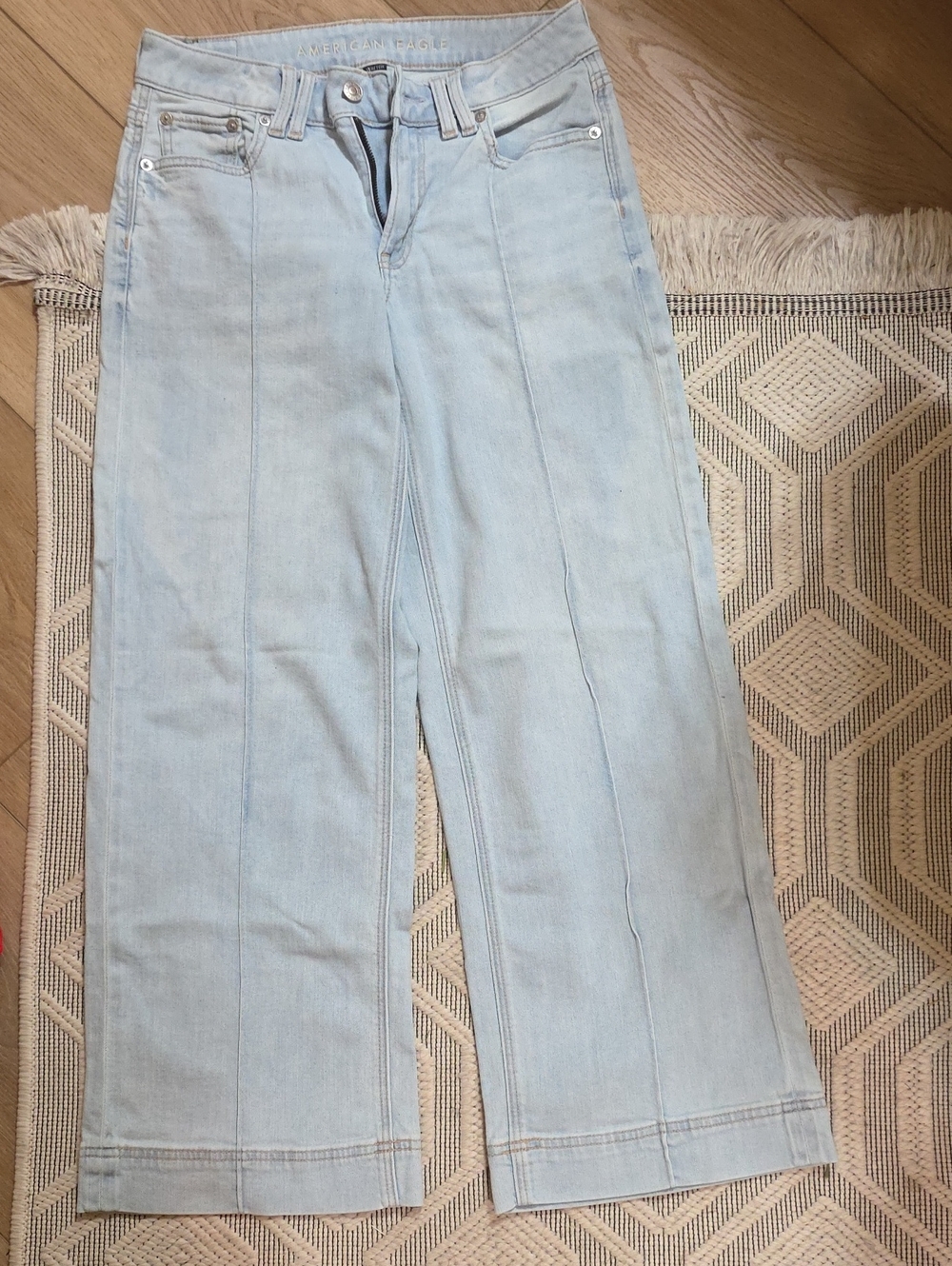 American Eagle Outfitters Light Blue Wide Leg Jeans with Front Seams